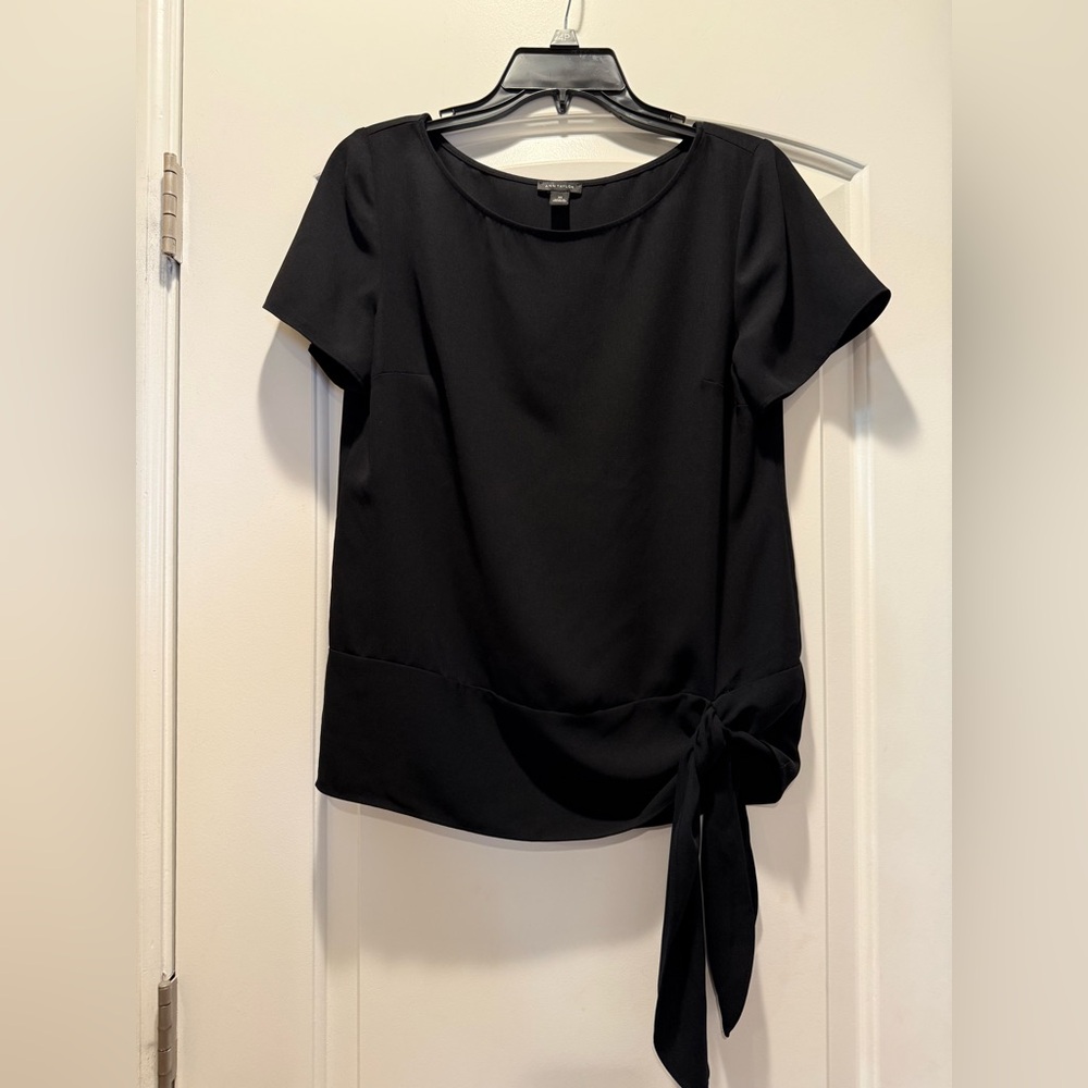 Ann Taylor Black Blouse with Side Tie